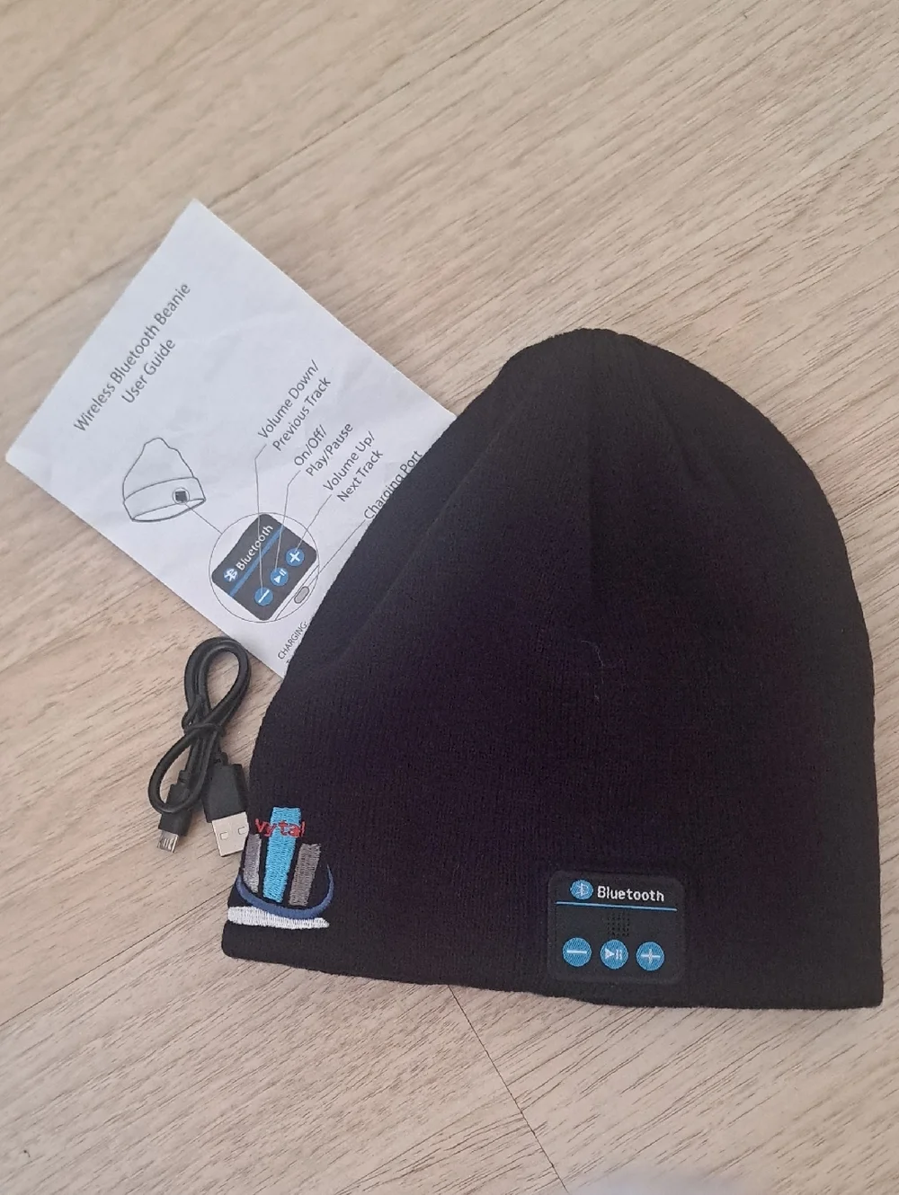 Beanie Wireless Bluetooth Knit Beanie Hat - Black